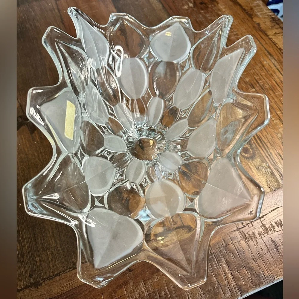 Crystal Clear Studios Moravia Hand Finished Crystal Oval Bowl With Fluted Edge